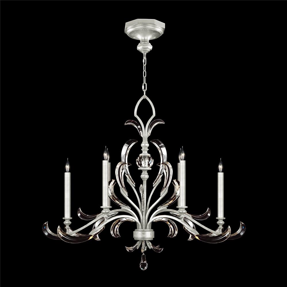 Fine Art Lamps 739240-SF4 Beveled Arcs 44" Oblong Chandelier in Silver Leaf
