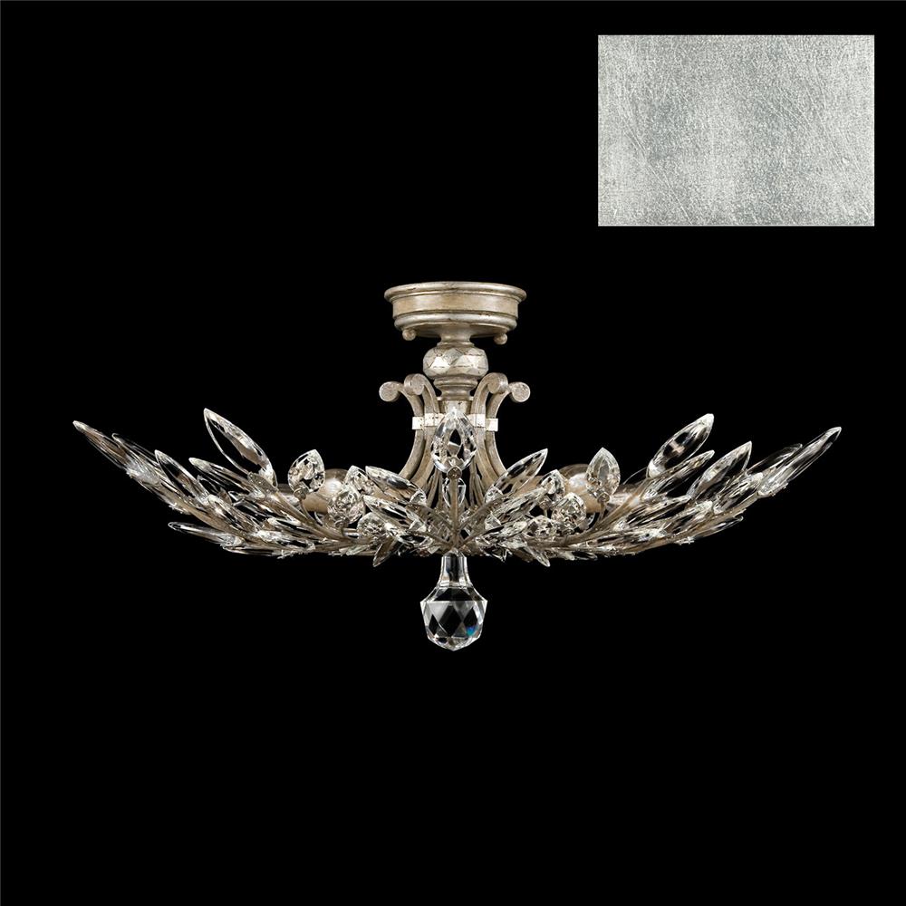 Fine Art Lamps 753440-SF4 Crystal Laurel 28" Round Semi-Flush Mount in Silver Leaf