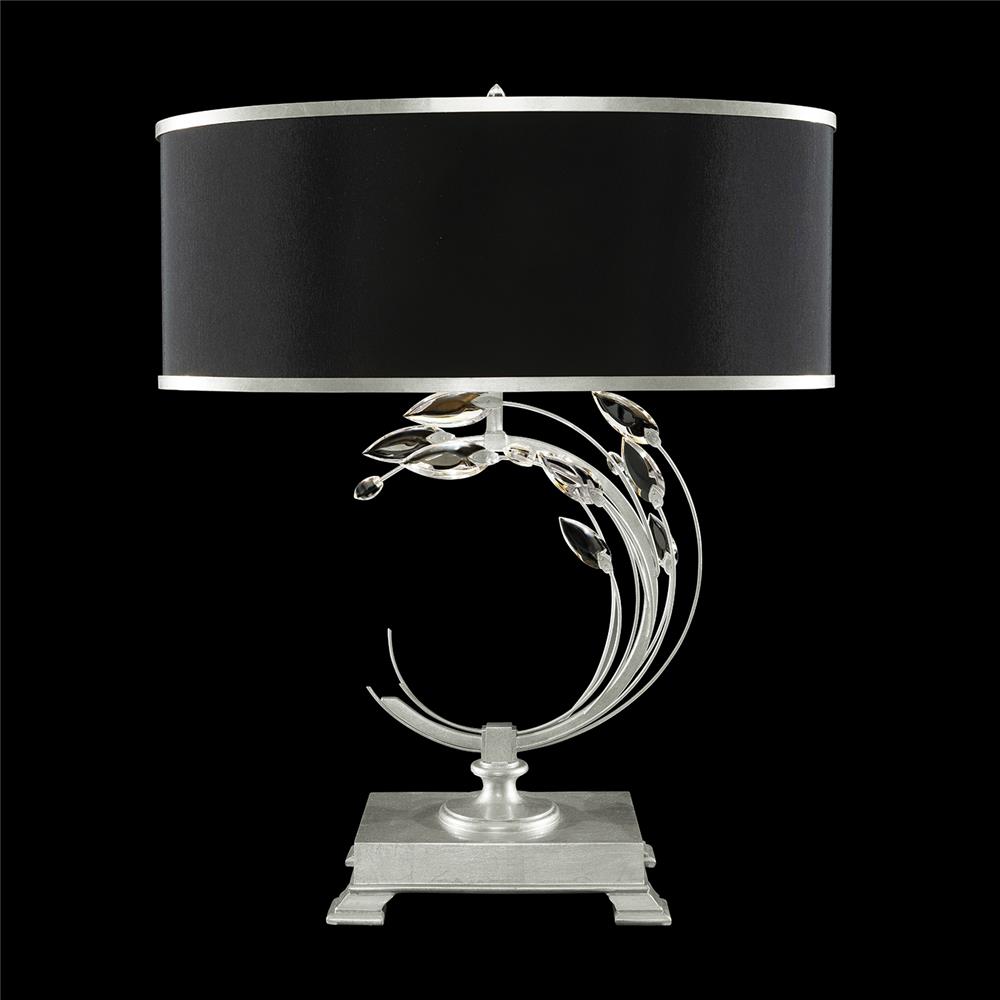 Fine Art Lamps 771510-SF42 Crystal Laurel 31" Table Lamp in Silver Leaf with Black Fabric Outer & Silver Metallic Inner