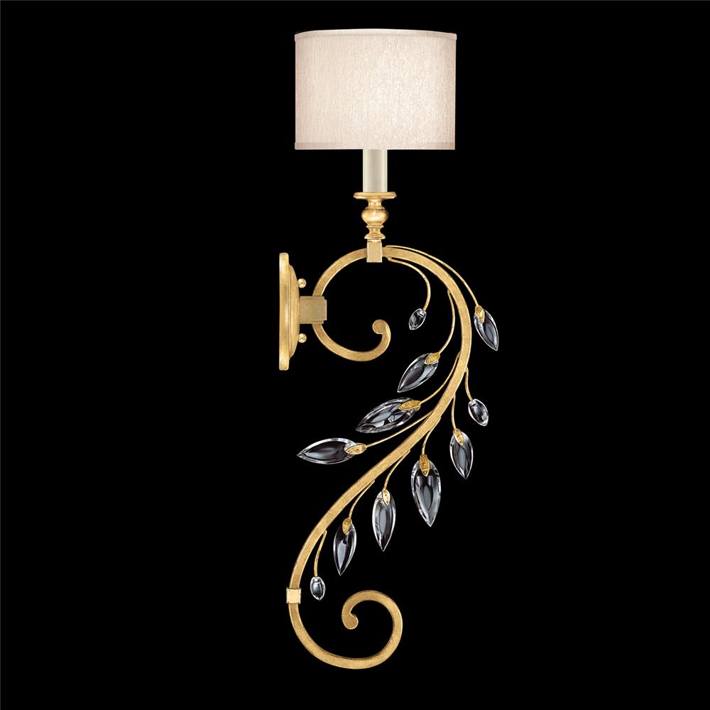 Fine Art Lamps 774650-SF33 Crystal Laurel 32" Sconce in Gold Leaf with Champagne Fabric Shade