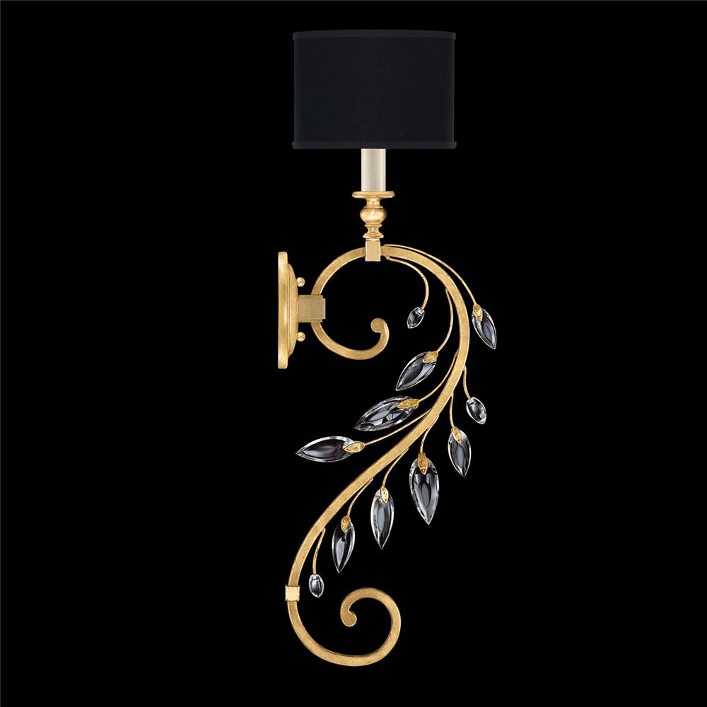 Fine Art Lamps 774650-SF34 Crystal Laurel 33" Sconce in Gold Leaf with Black Fabric Outer & Gold Metallic Inner