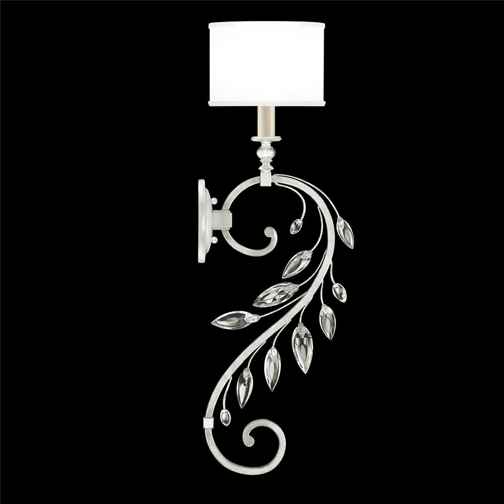Fine Art Lamps 774650-SF41 Crystal Laurel 32" Sconce in Silver Leaf with White Fabric Shade