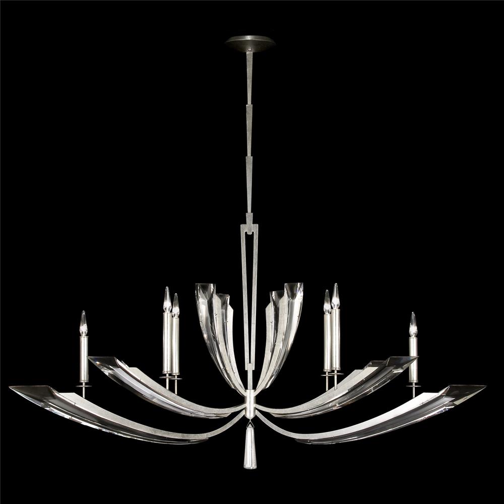 Fine Art Lamps 798140ST Vol de Cristal 46" Oblong Chandelier in Silver