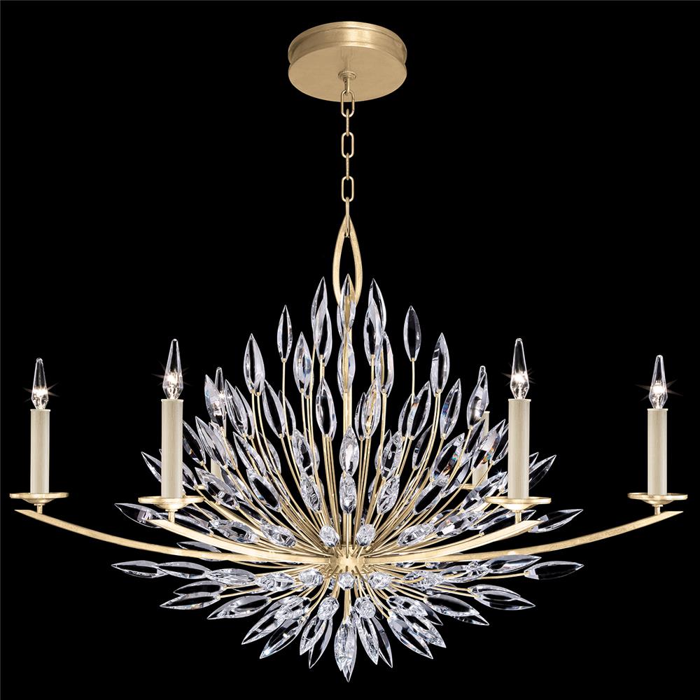 Fine Art Lamps 883240-1ST Lily Buds 48" Oblong Chandelier in Gold