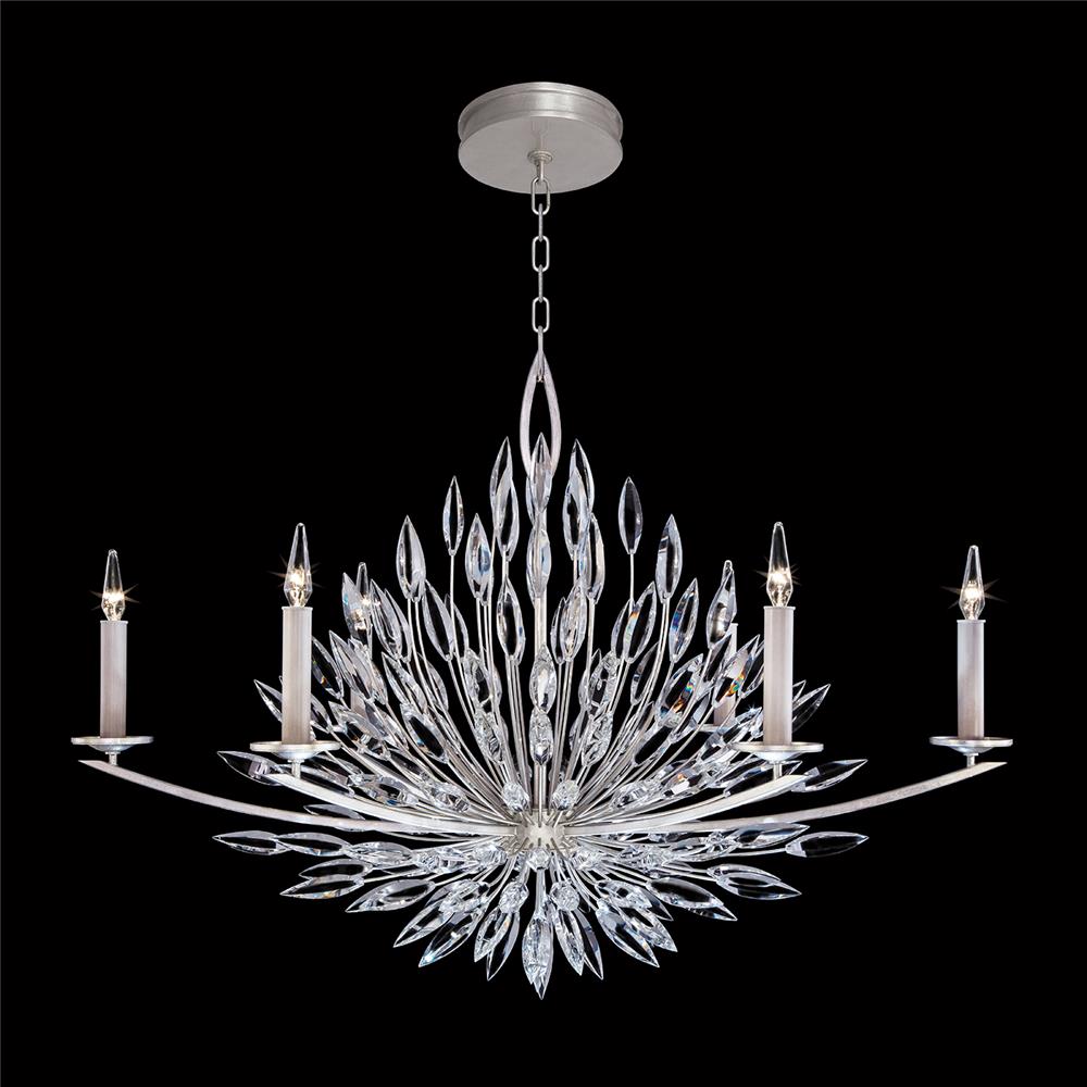 Fine Art Lamps 883240ST Lily Buds 48" Oblong Chandelier in Silver