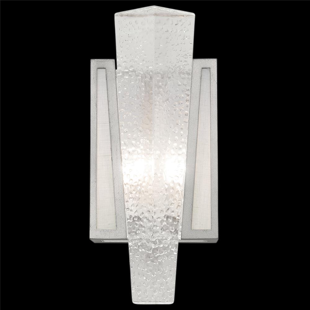 Fine Art Lamps 891150-11ST Crownstone 15" Sconce in Silver with Textured Linen Inserts