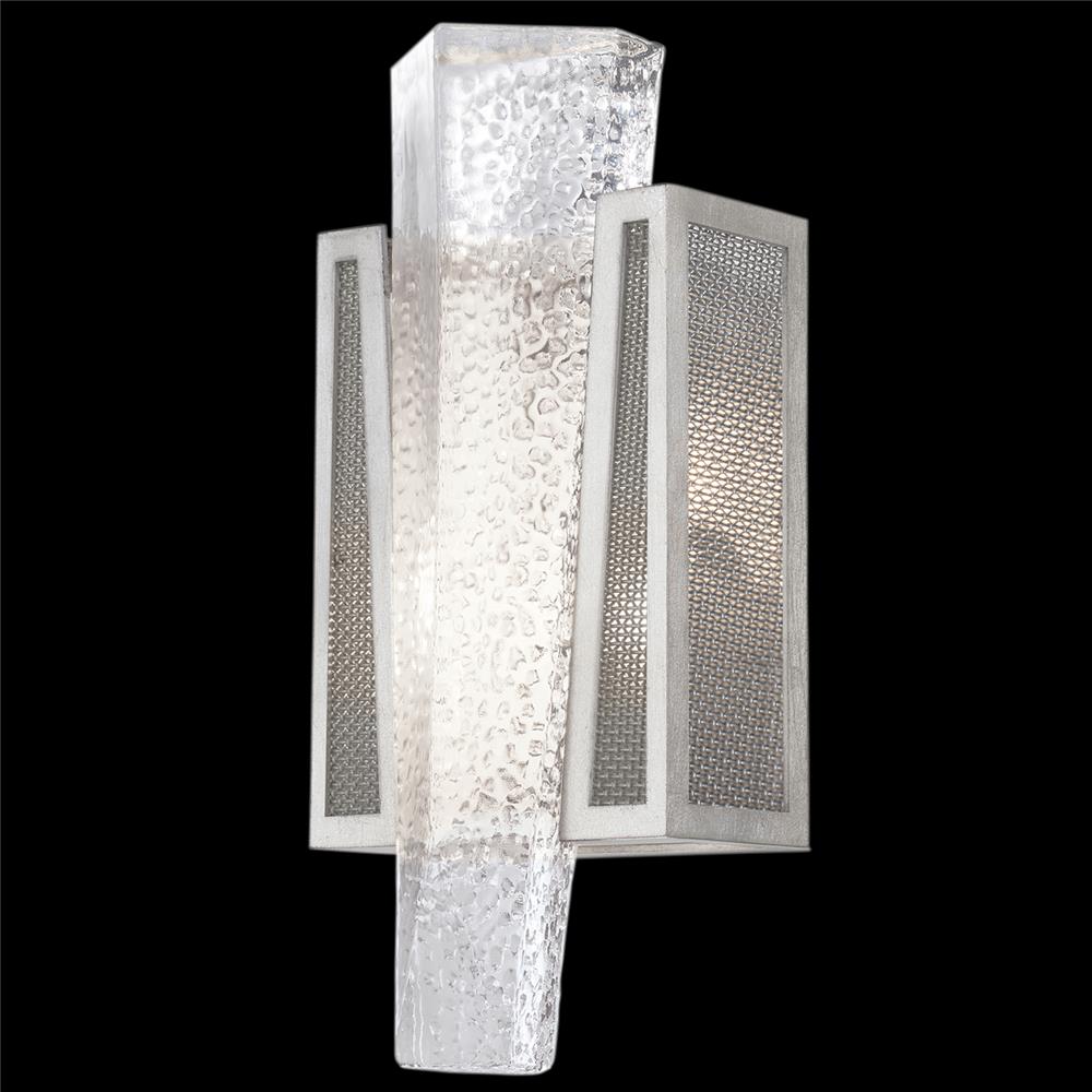 Fine Art Lamps 891150-12ST Crownstone 15" Sconce in Silver with Metal Mesh Inserts