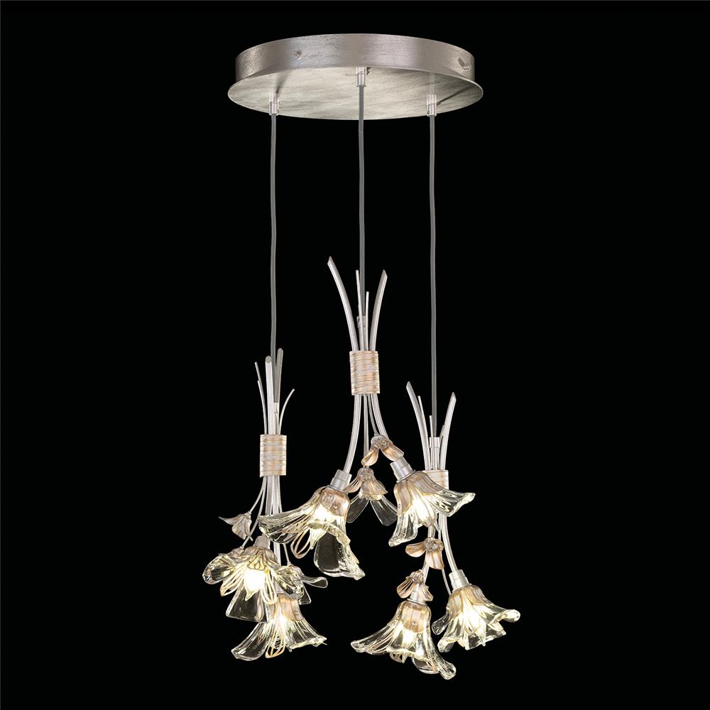 Fine Art Lamps 916540-1ST Azu 22" Round Pendant in Silver Leaf