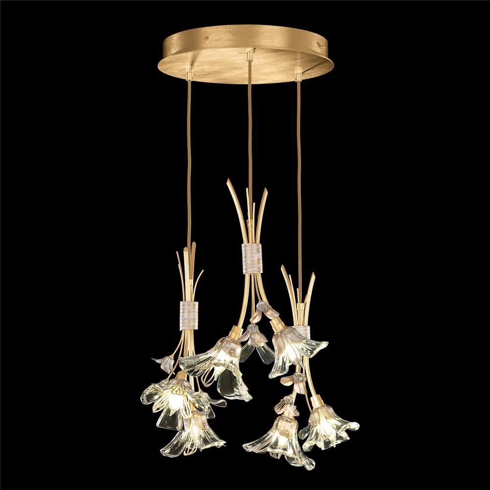 Fine Art Lamps 916540-2ST Azu 22" Round Pendant in Gold Leaf