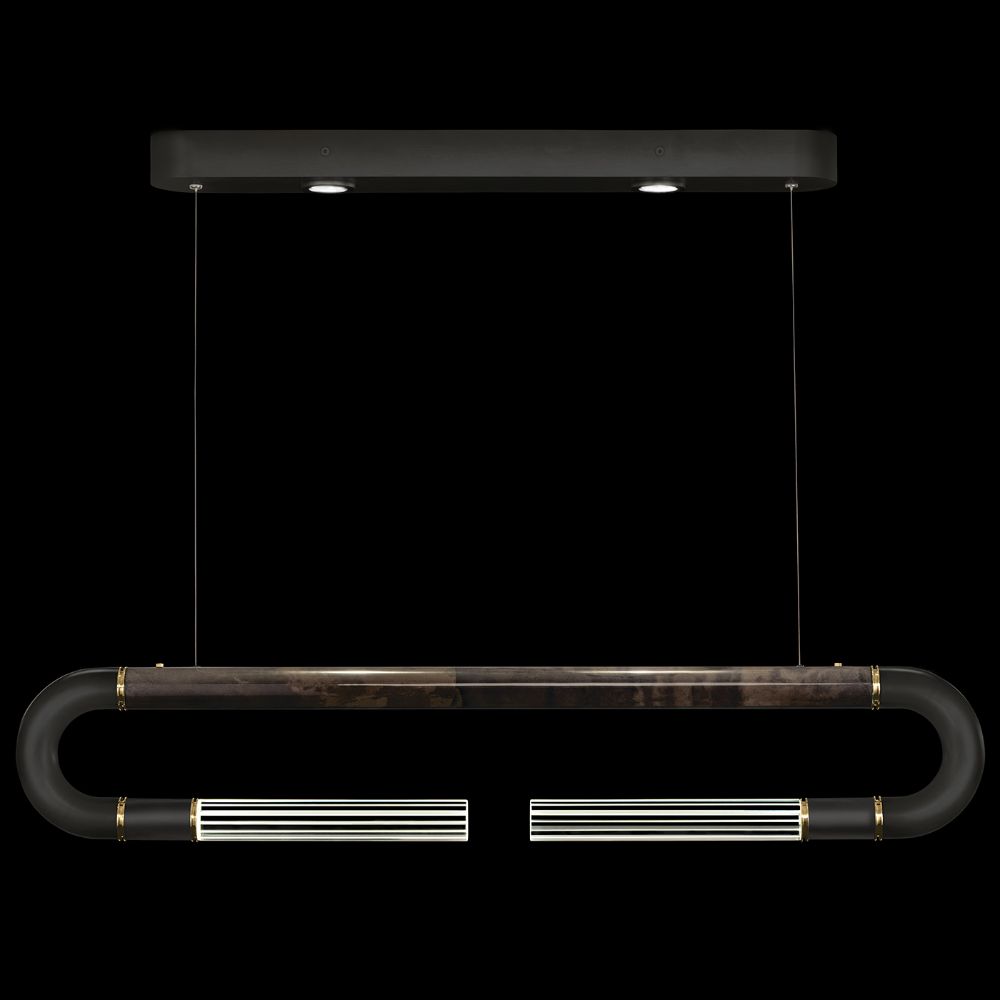 Fine Art Handcrafted Lighting 924140-111ST Antonia 52" Linear Pendant in Black/Brass/Charcoal