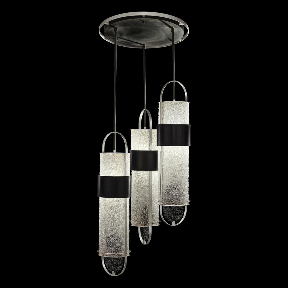Fine Art Lamps 925340-11ST Bond 23.5" Round Pendant in Black/Silver