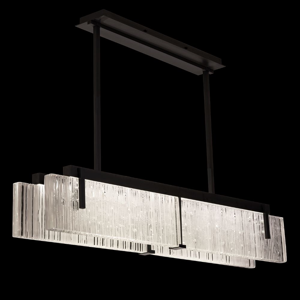 Fine Art Handcrafted Lighting 928040-15ST Terra 52.25" Linear Pendant in Hand Rubbed Black Iron/Rake Clear