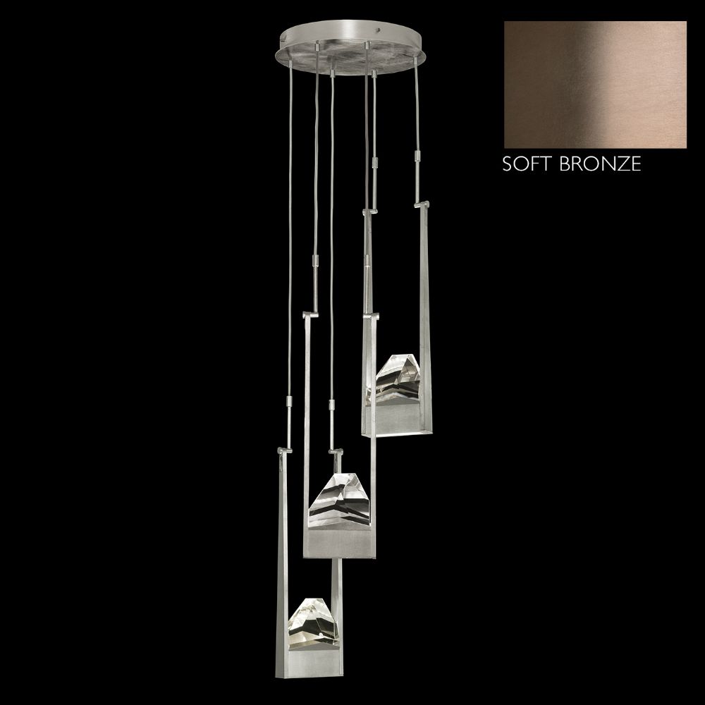 Fine Art Handcrafted Lighting 928440-3ST Strata 16" Round Pendant in Ombré Bronze with Champagne Gold Undertones