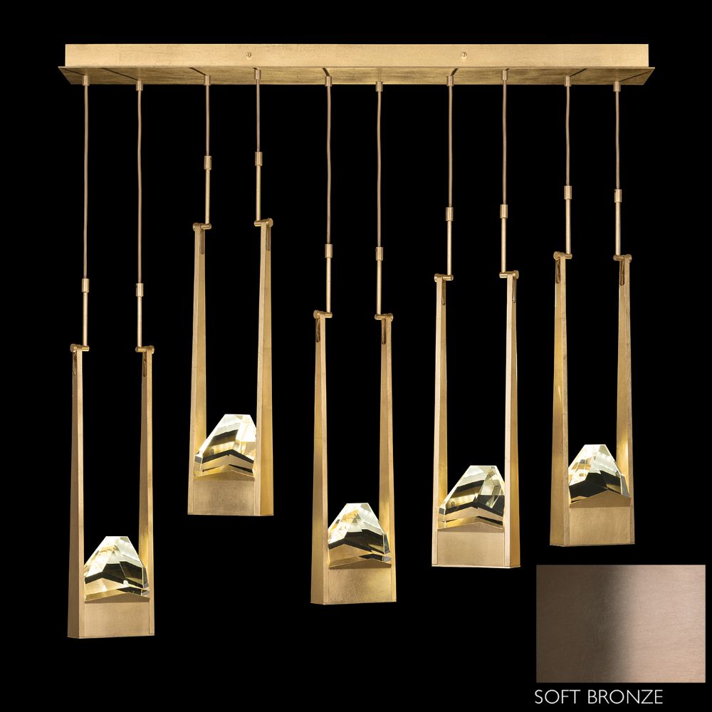 Fine Art Handcrafted Lighting 932140-3ST Strata 50" Linear Pendant in Ombré Bronze with Champagne Gold Undertones