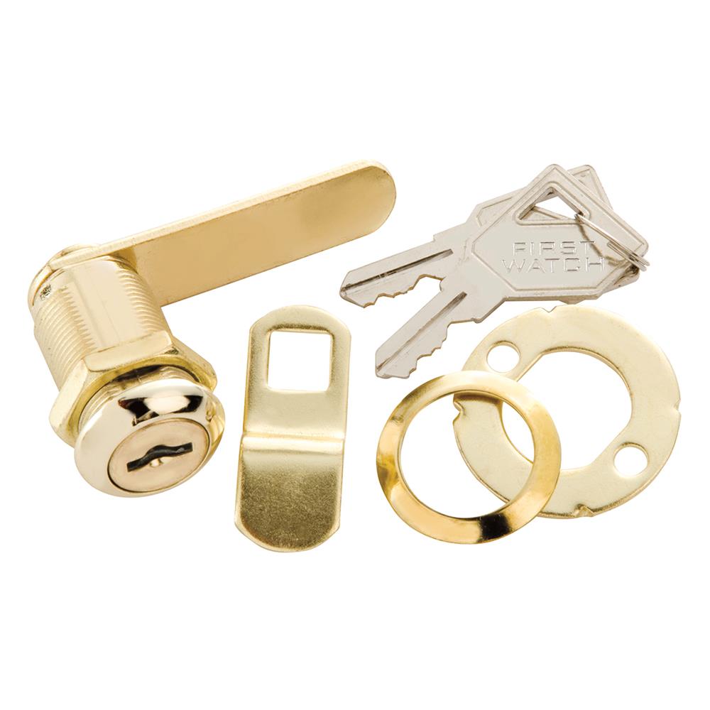 First Watch Security 1281 Cabinet & Drawer 1-1/8 Inch Utility Cam Lock Polished Brass Finish