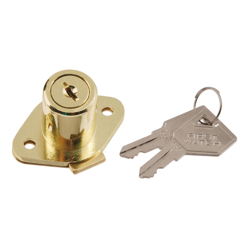 First Watch Security 1356 Cabinet & Drawer Lock Polished Brass Finish