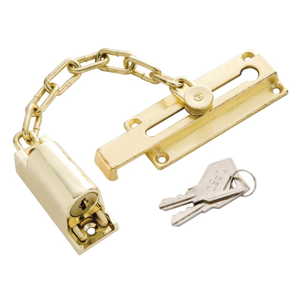 First Watch Security 1800 Keyed Chain Door Guard Polished Brass Finish