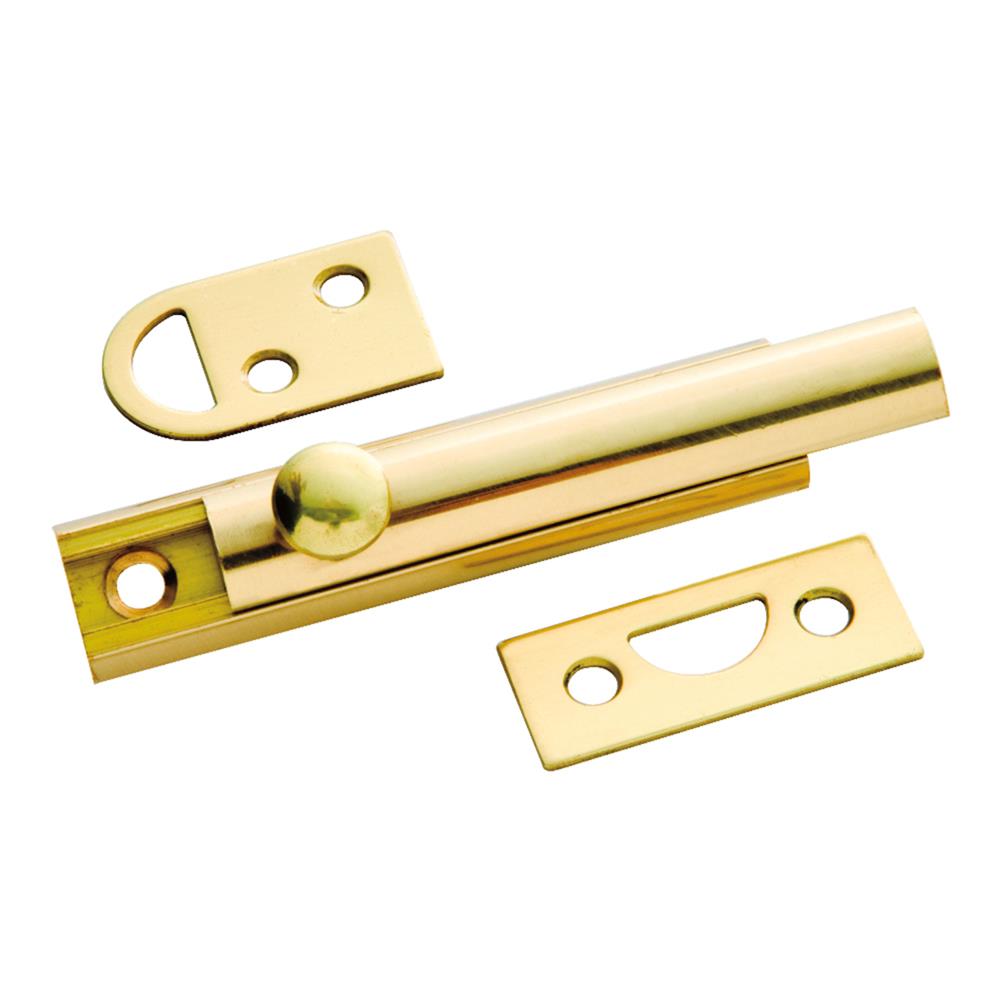 First Watch Security 1849 3 Inch Slide Bolt Polished Brass - Solid Brass Finish