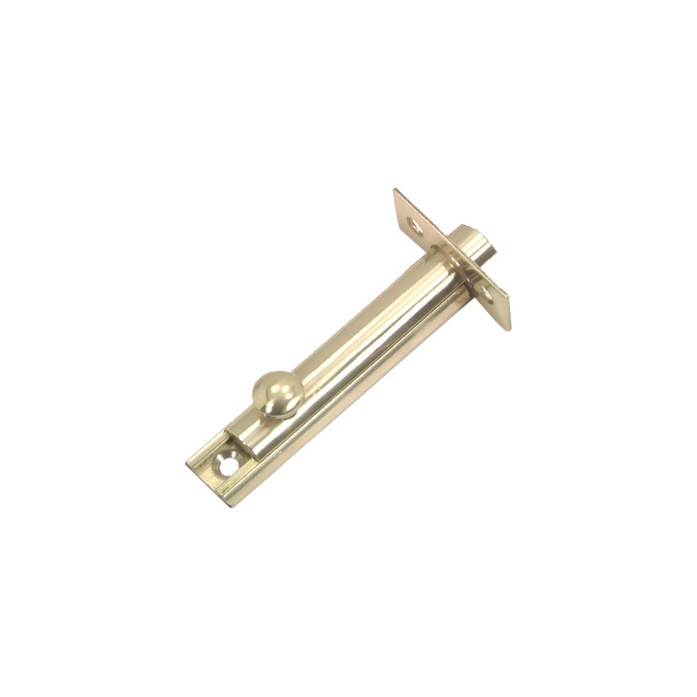 First Watch Security P1849 Door Surface Bolt Slide Mount Solid Brass 3 Inch Polished Brass Finish