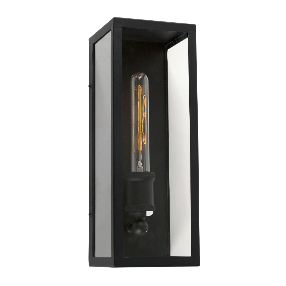 Forte Lighting 1155-01-04 1-Light Black Outdoor Wall Mount Lantern with Clear Glass Panels