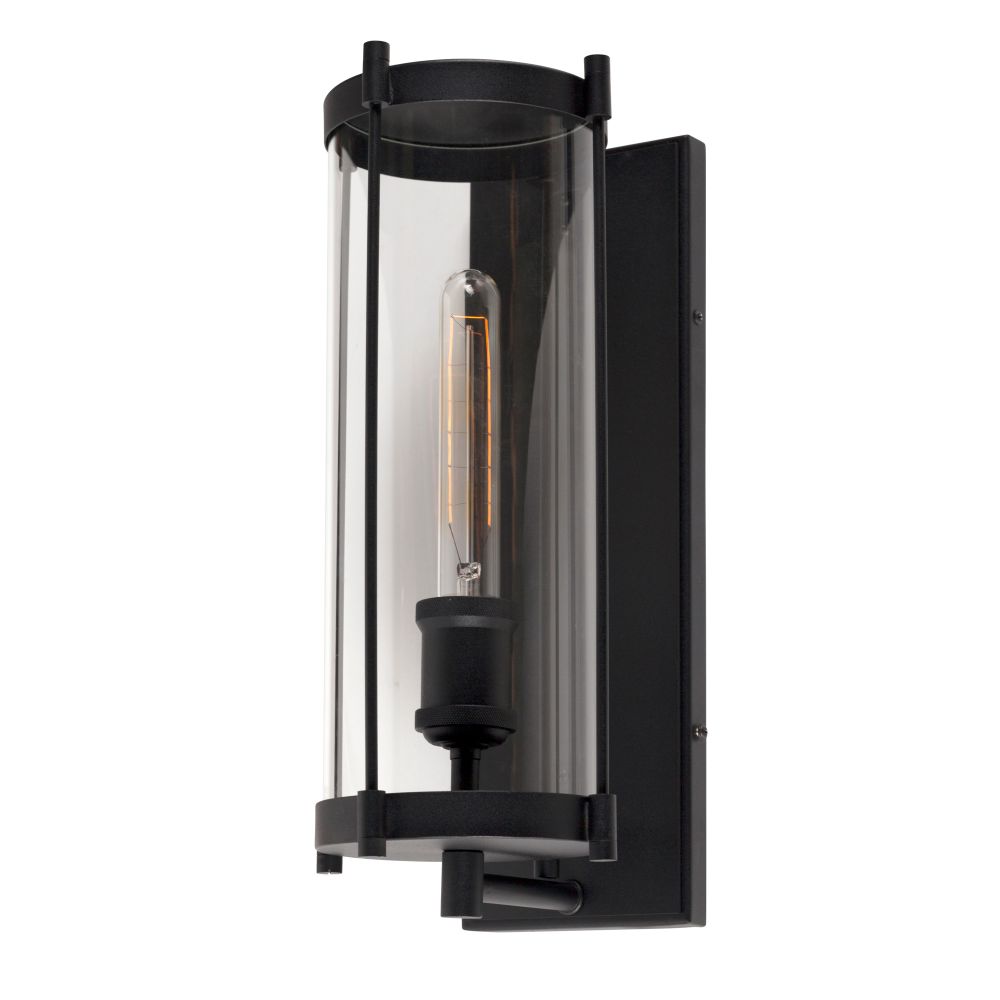 Forte Lighting 1156-01-04 1-Light Black Outdoor Wall Mount Lantern with Clear Glass