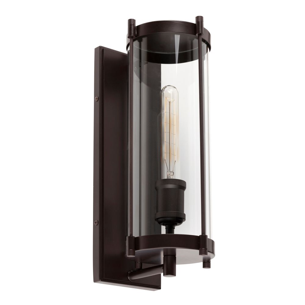 Forte Lighting 1156-01-32 1-Light Antique Bronze Outdoor Wall Mount Lantern with Clear Glass