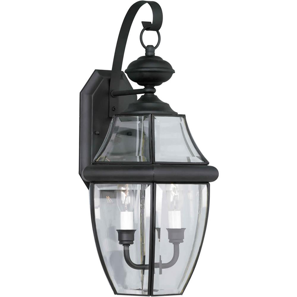 Forte Lighting 1301-02-04 2 LT Brass Outdoor Lantern in Black