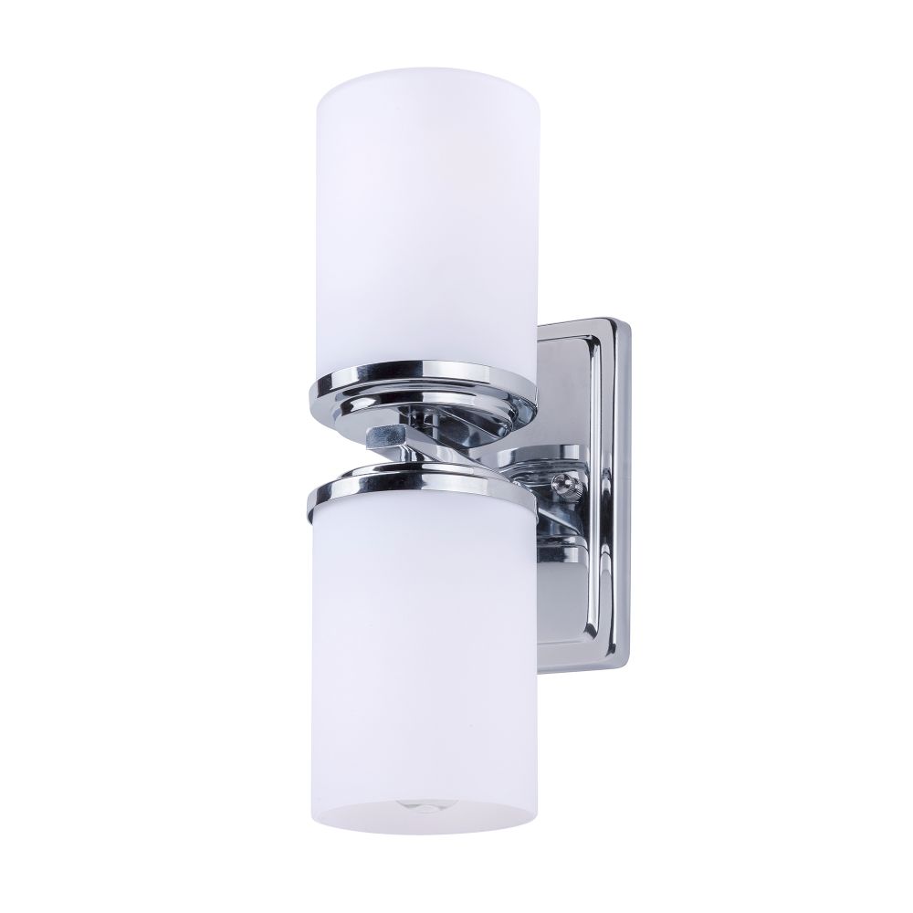 Forte Lighting 2424-02-05 2-Light Chrome Wall Sconce with Satin Opal Glass