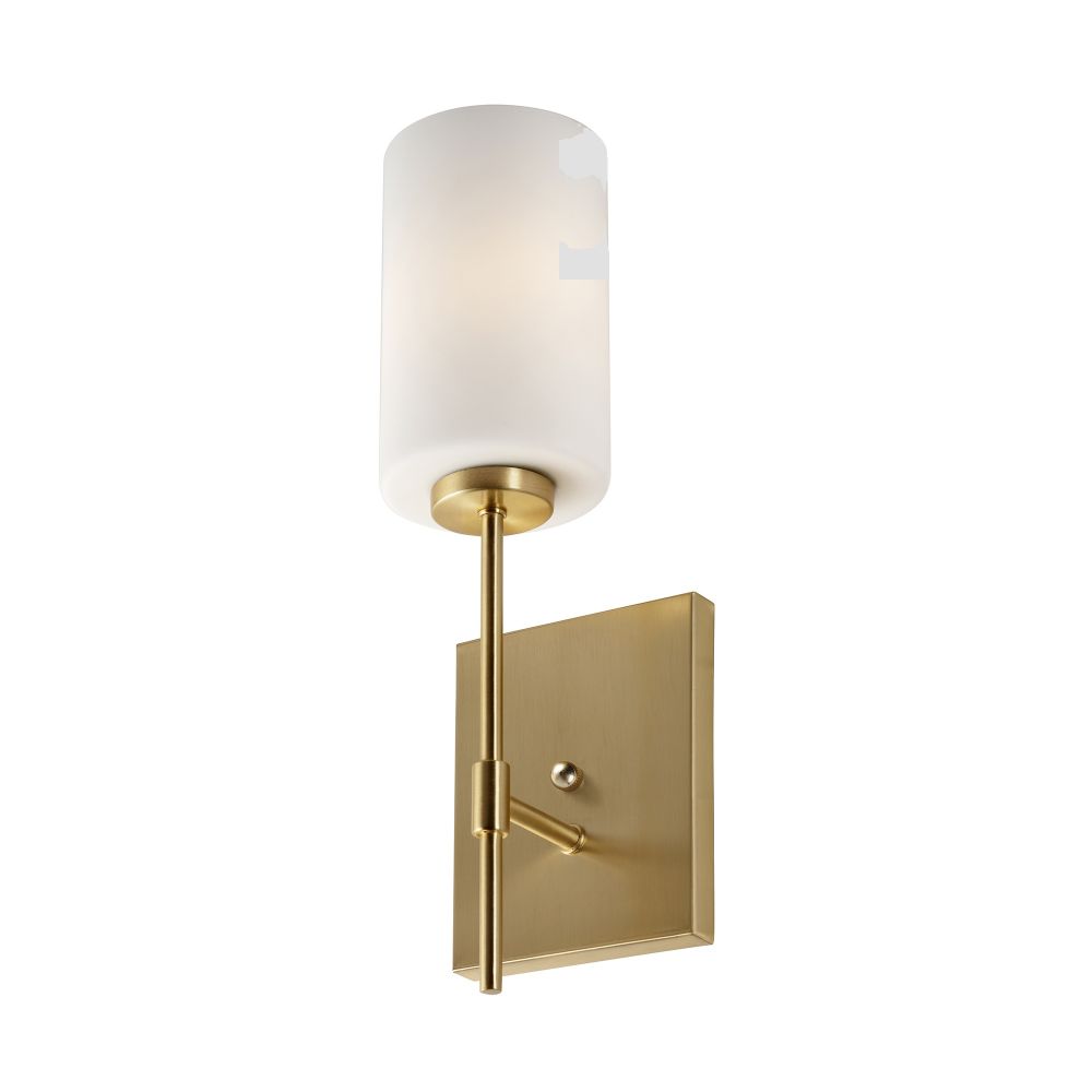Forte Lighting 2612-01-12 1-Light Soft Gold Wall Sconce with Satin Opal Glass