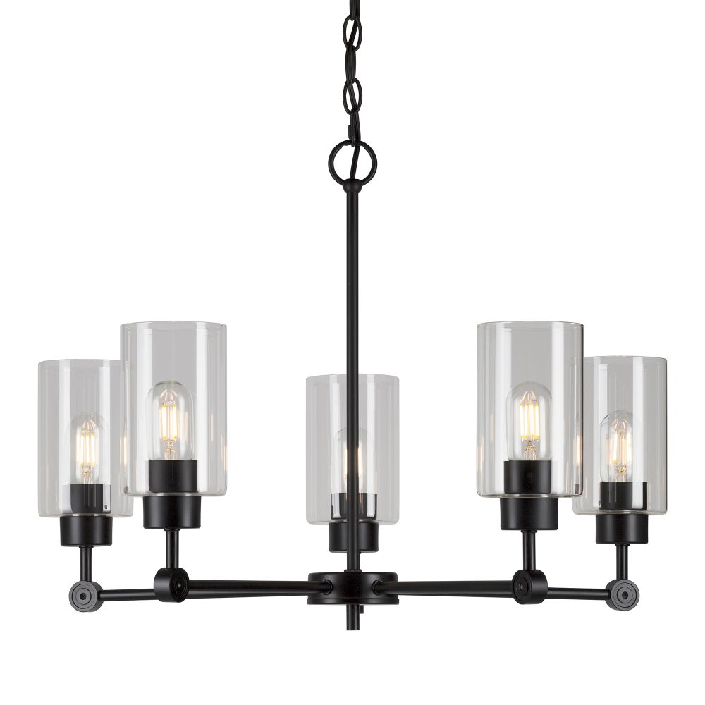 Forte Lighting 2614-05-04 5-Light Black Chandelier with Clear Glass