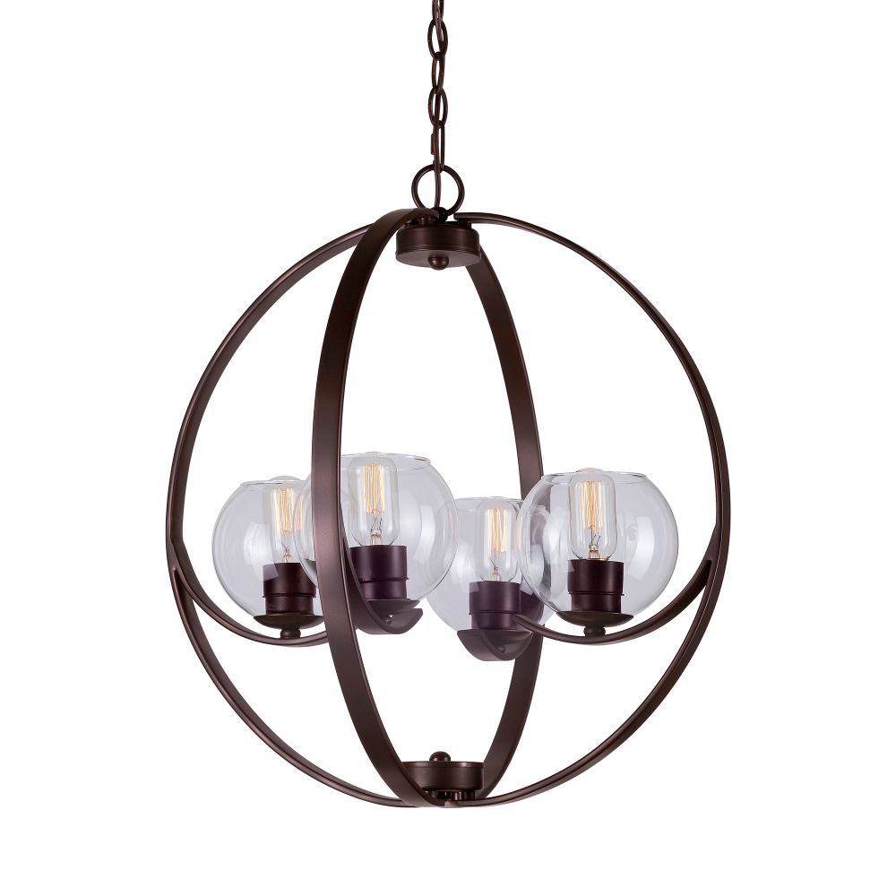 Forte Lighting 2649-04-32 4-Light Antique Bronze Chandelier with Clear Glass