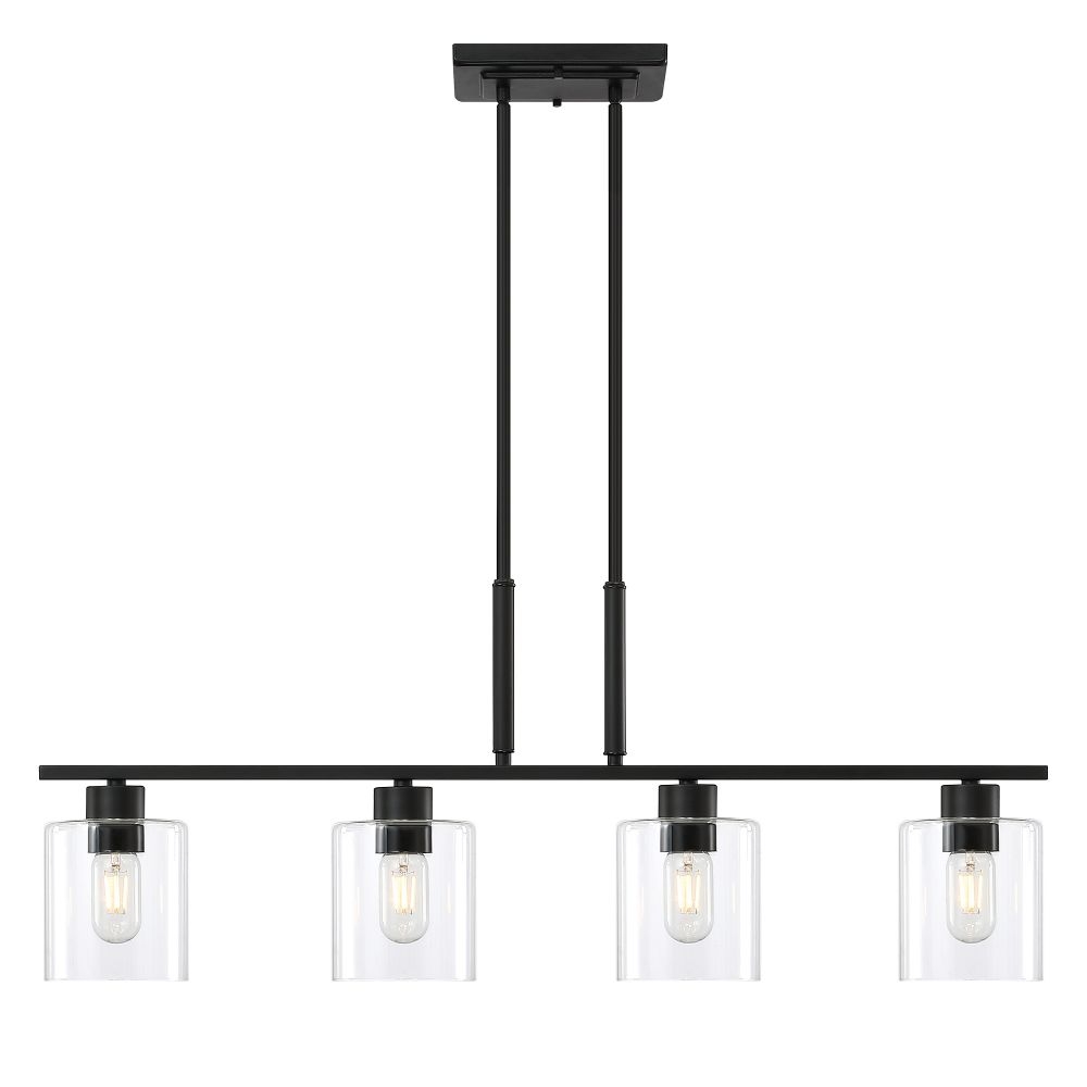 Forte Lighting 2664-04-04 Fiona 4-Light Black Pendant with Clear Class