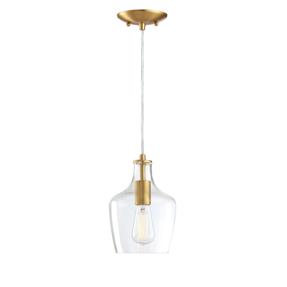 Forte Lighting 2679-01-12 Milo 1-Light Soft Gold Pendant with Clear Glass