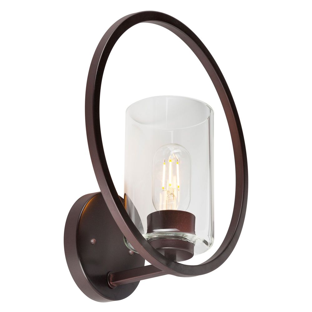 Forte Lighting 2720-01-32 1-Light Antique Bronze Wall Sconce with Clear Glass