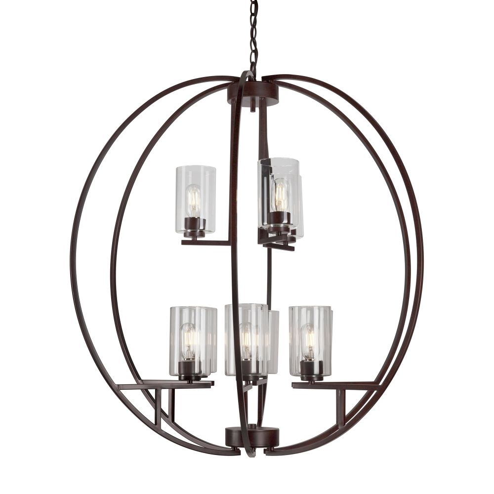 Forte Lighting 2720-09-32 9-Light Antique Bronze Chandelier with Clear Glass