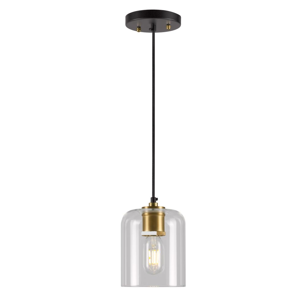Forte Lighting 2724-01-62 1-Light Black and Soft Gold Pendant with Clear Glass