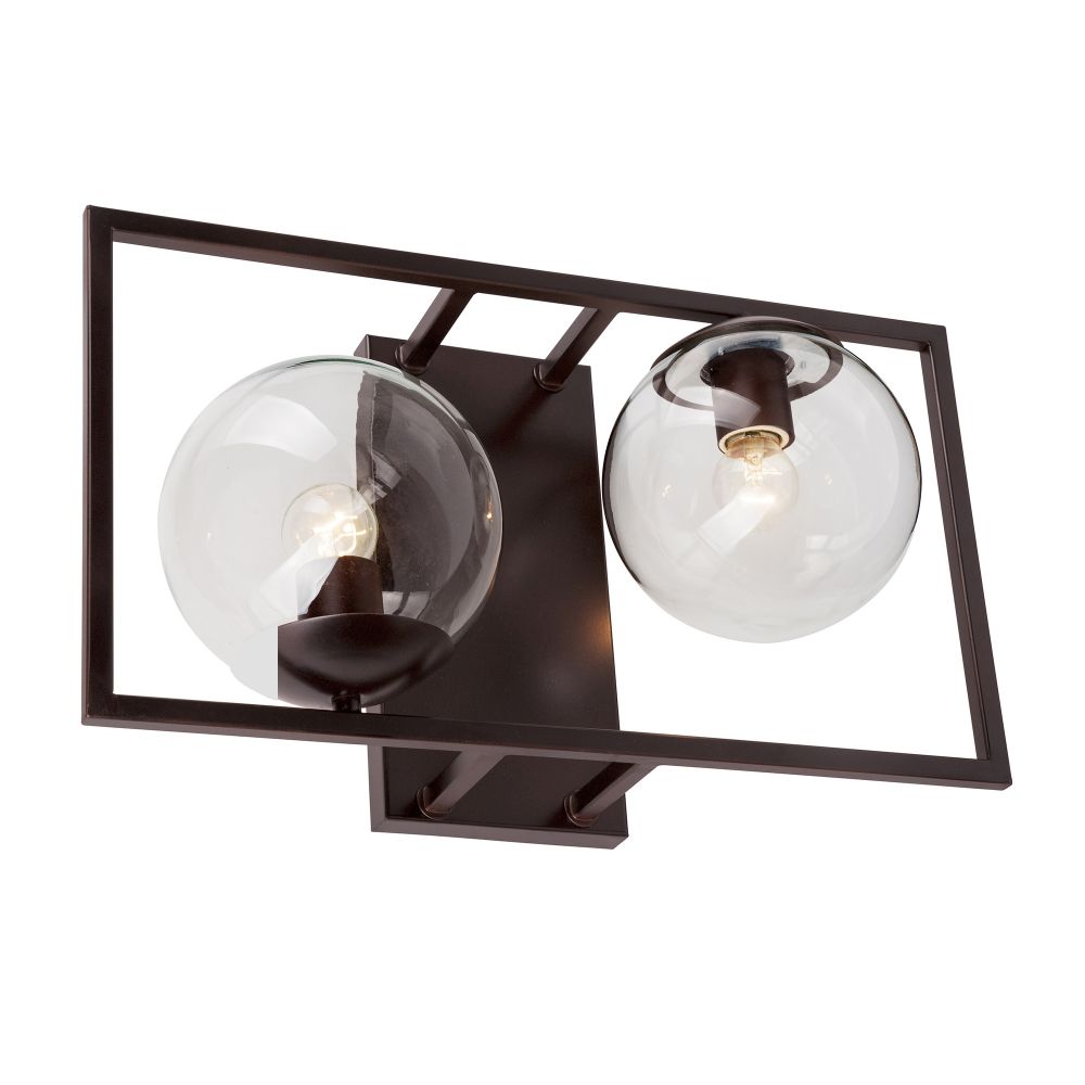 Forte Lighting 2727-02-32 2-Light Antique Bronze Wall Sconce with Clear Glass