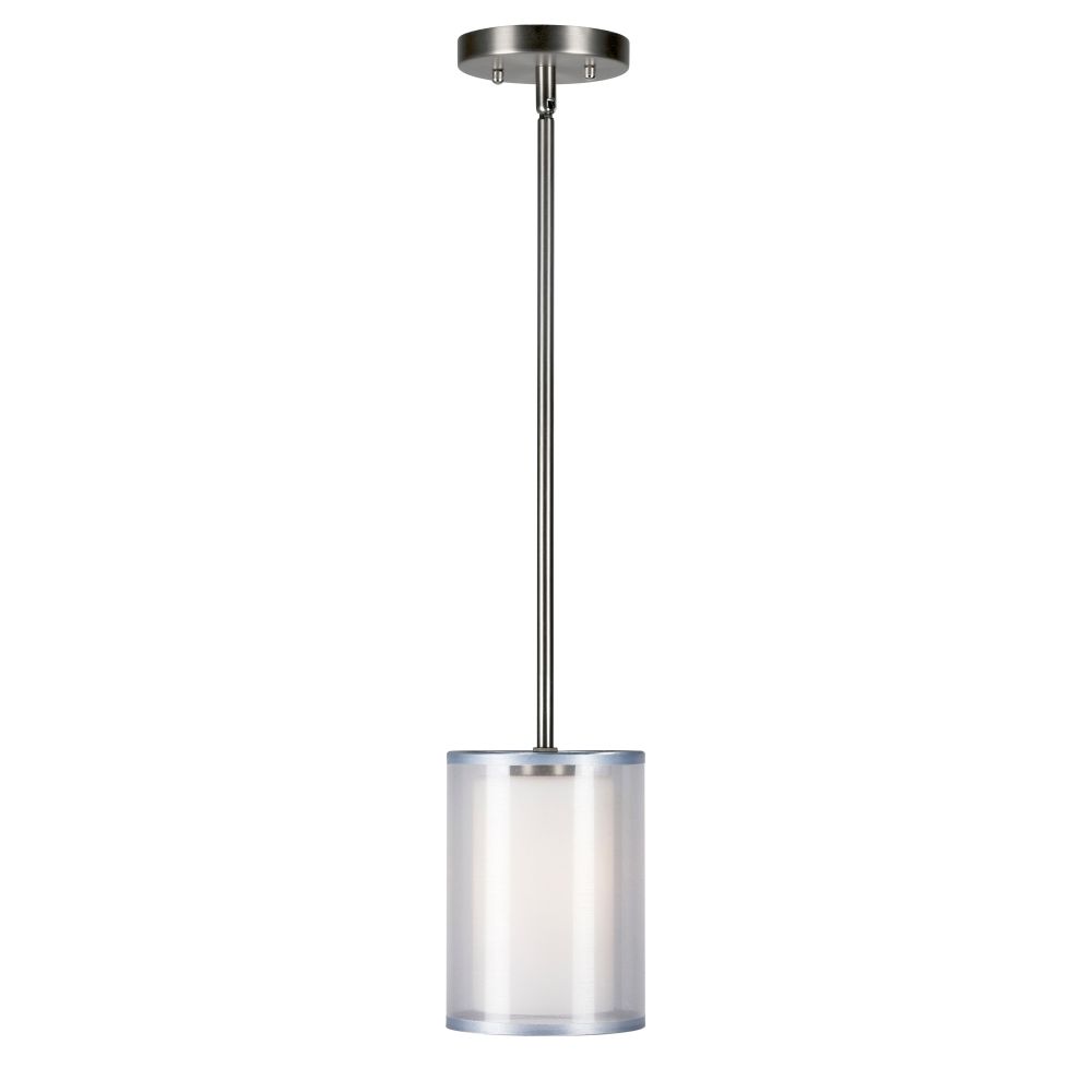 Forte Lighting 2731-01-55 1-Light Brushed Nickel Pendant with Satin Opal Glass