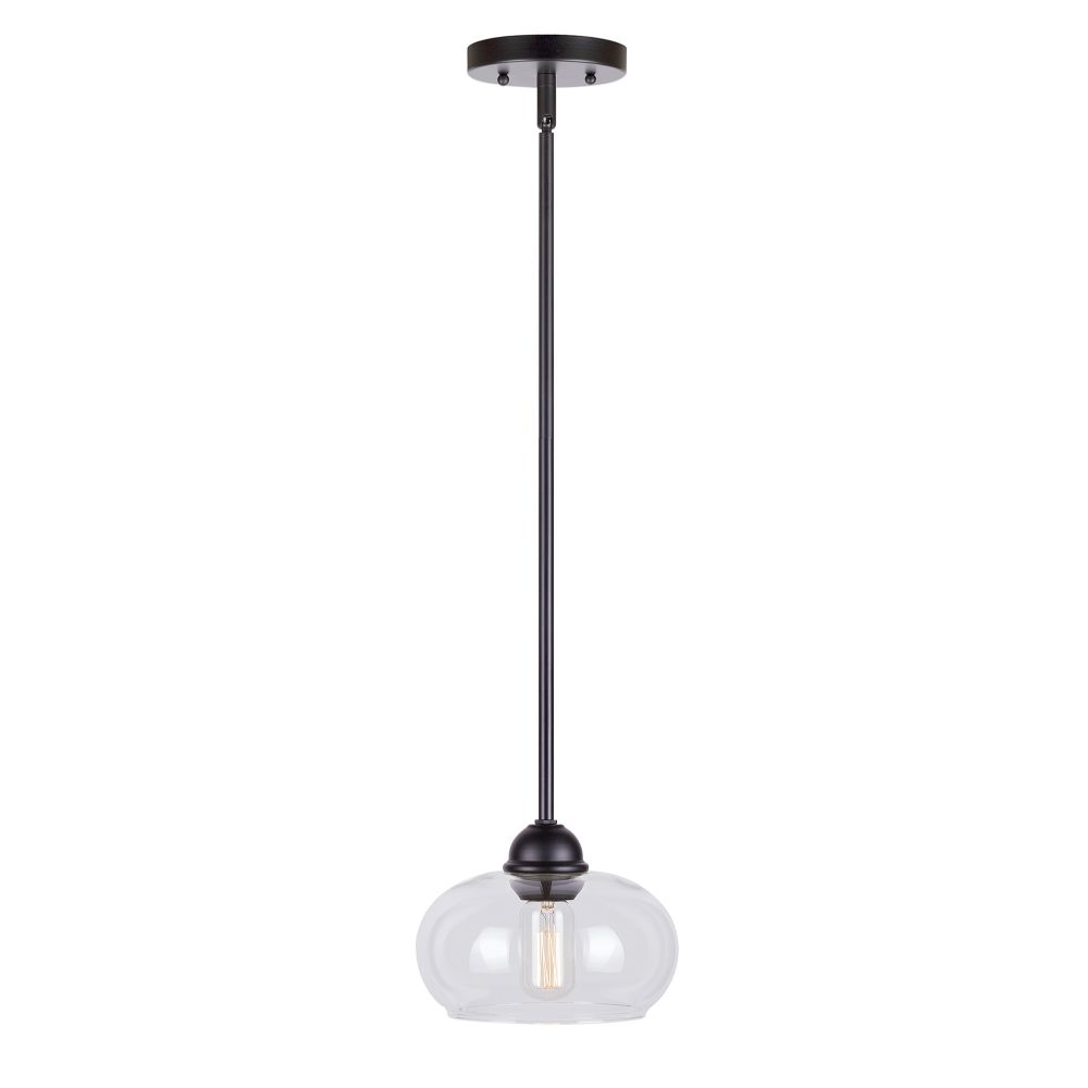 Forte Lighting 2732-01-04 1-Light Black Pendant with Clear Glass