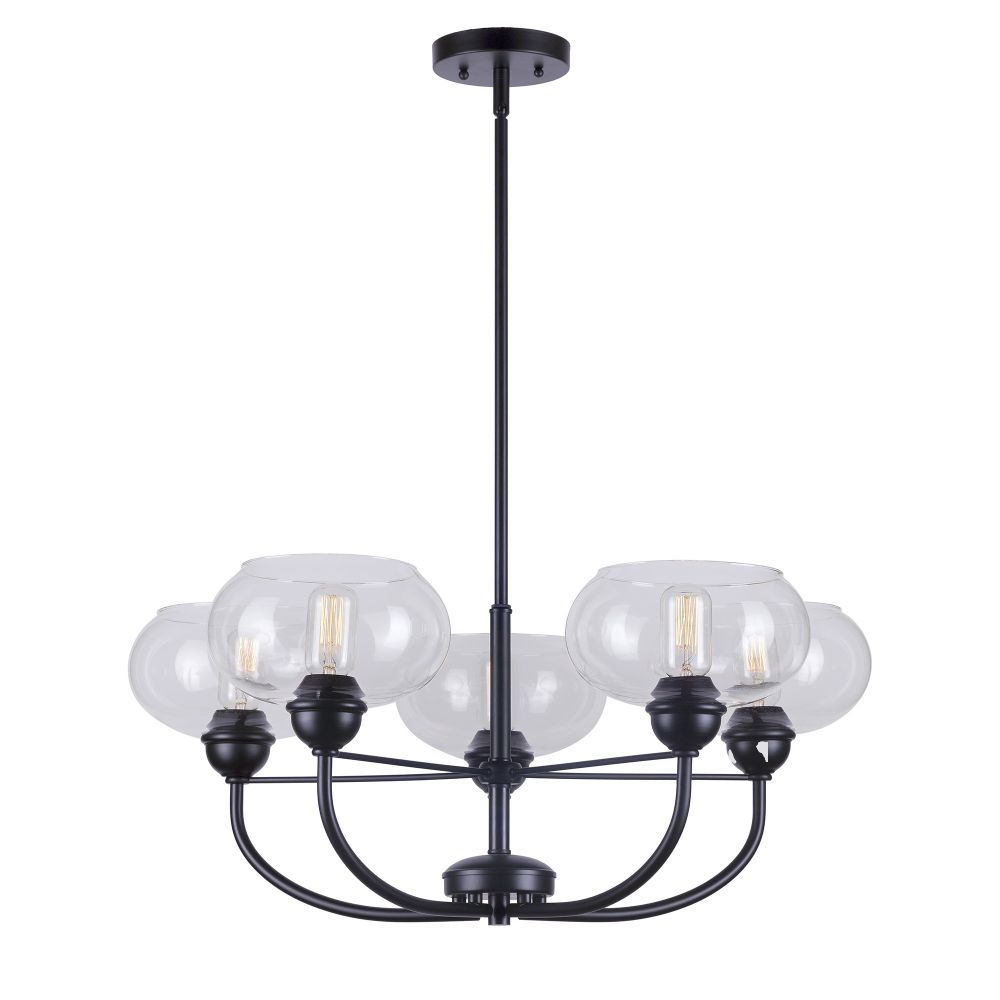 Forte Lighting 2732-05-04 5-Light Black Chandelier with Clear Glass