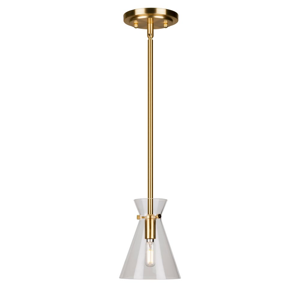 Forte Lighting 2733-01-12 1-Light Soft Gold Mini Pendant with Clear Glass