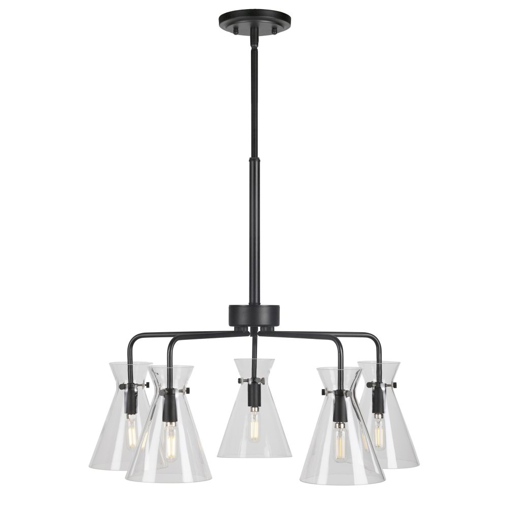 Forte Lighting 2733-05-04 5-Light Black Chandelier with Clear Glass