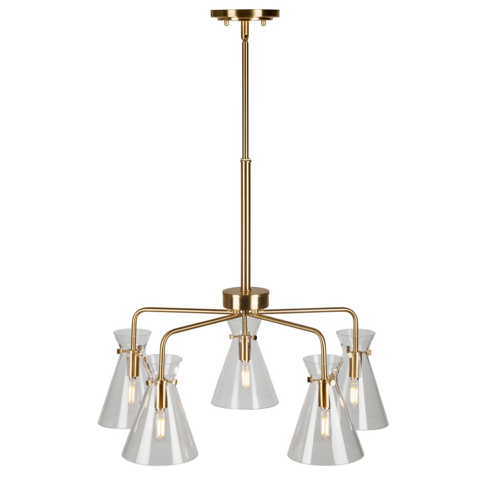 Forte Lighting 2733-05-12 5-Light Soft Gold Chandelier with Clear Glass