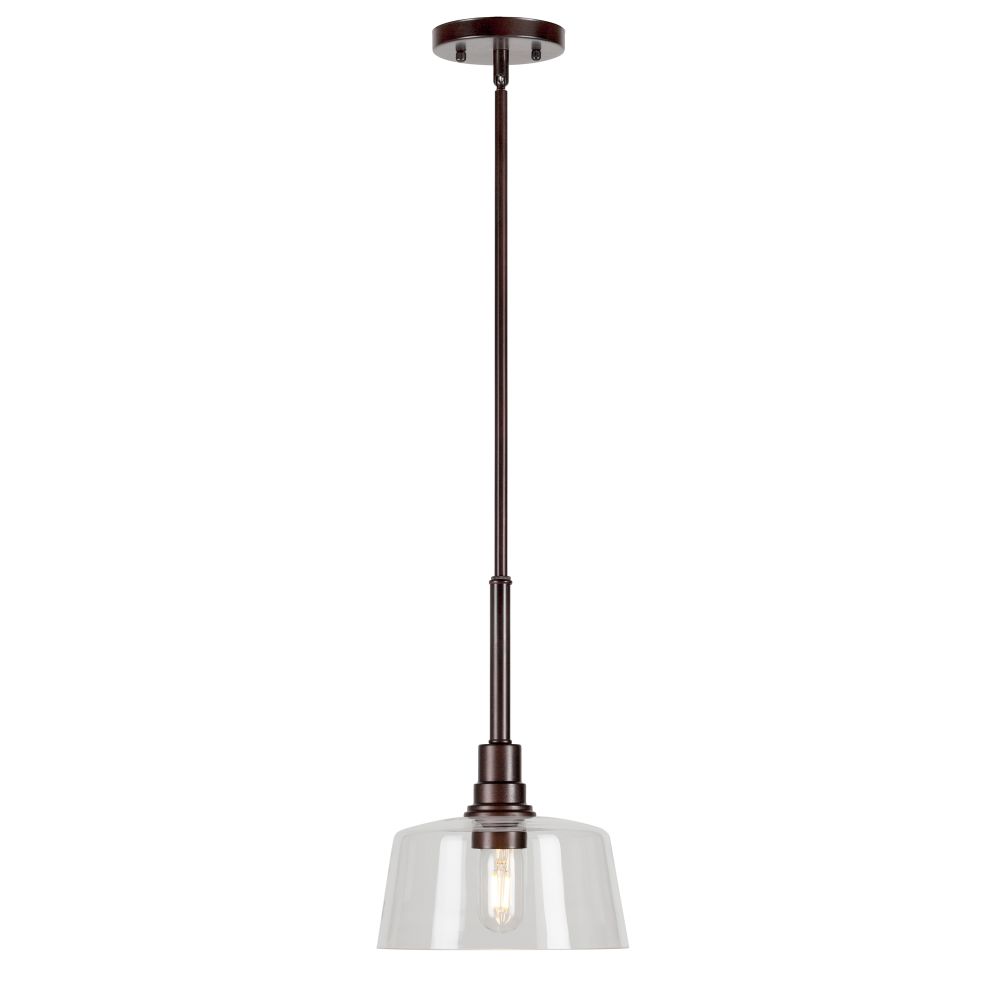 Forte Lighting 2735-01-32 1-Light Antique Bronze Mini Pendant with Clear Glass