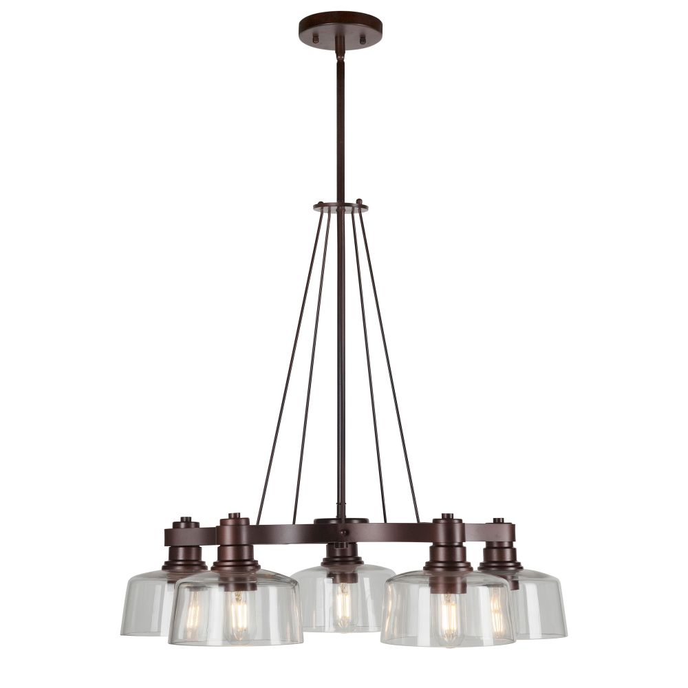 Forte Lighting 2735-05-32 5-Light Antique Bronze Chandelier with Clear Glass