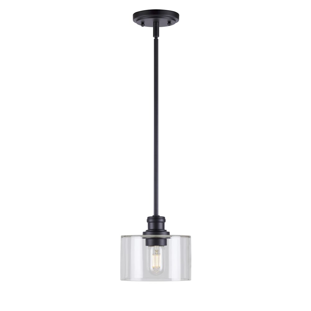 Forte Lighting 2748-01-04 1-Light Black Pendant with Clear Glass
