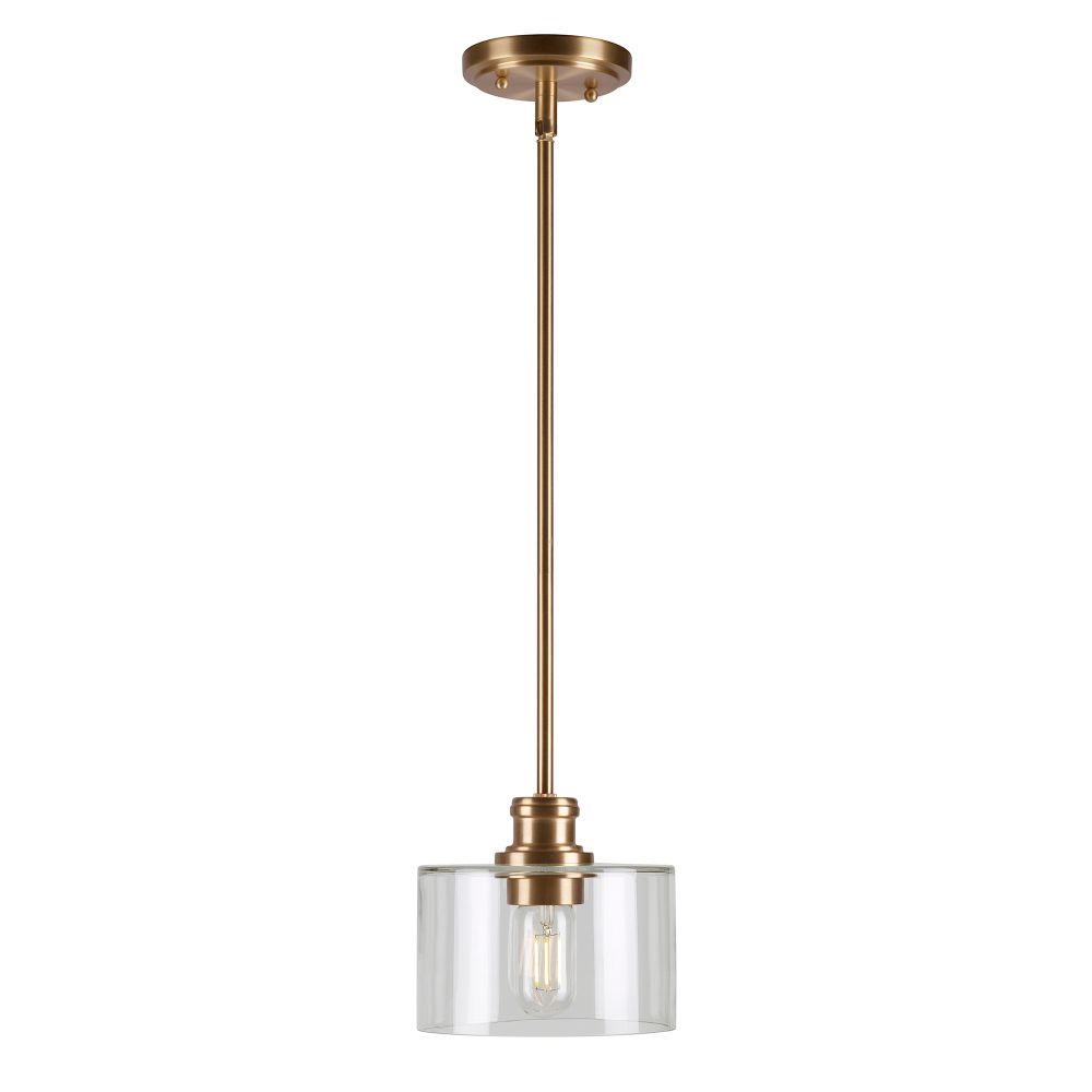 Forte Lighting 2748-01-12 1-Light Soft Gold Pendant with Clear Glass