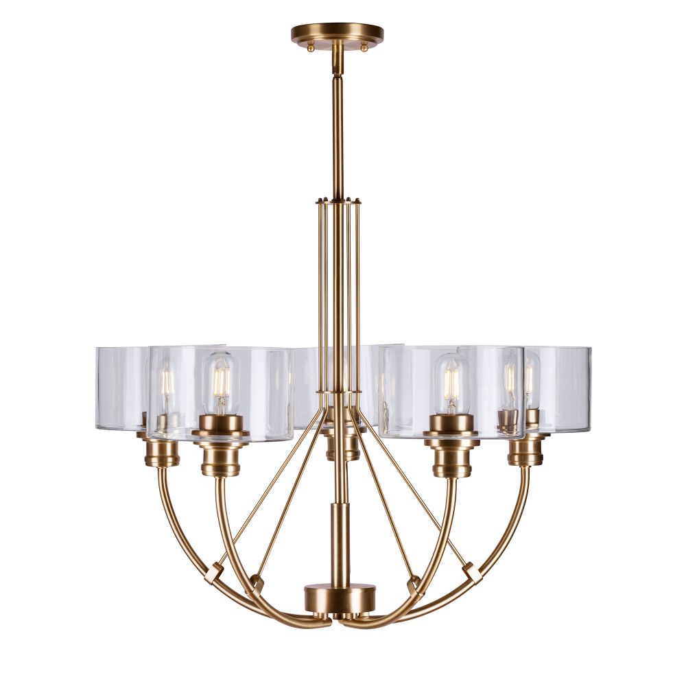 Forte Lighting 2748-05-12 5-Light Soft Gold Chandelier with Clear Glass