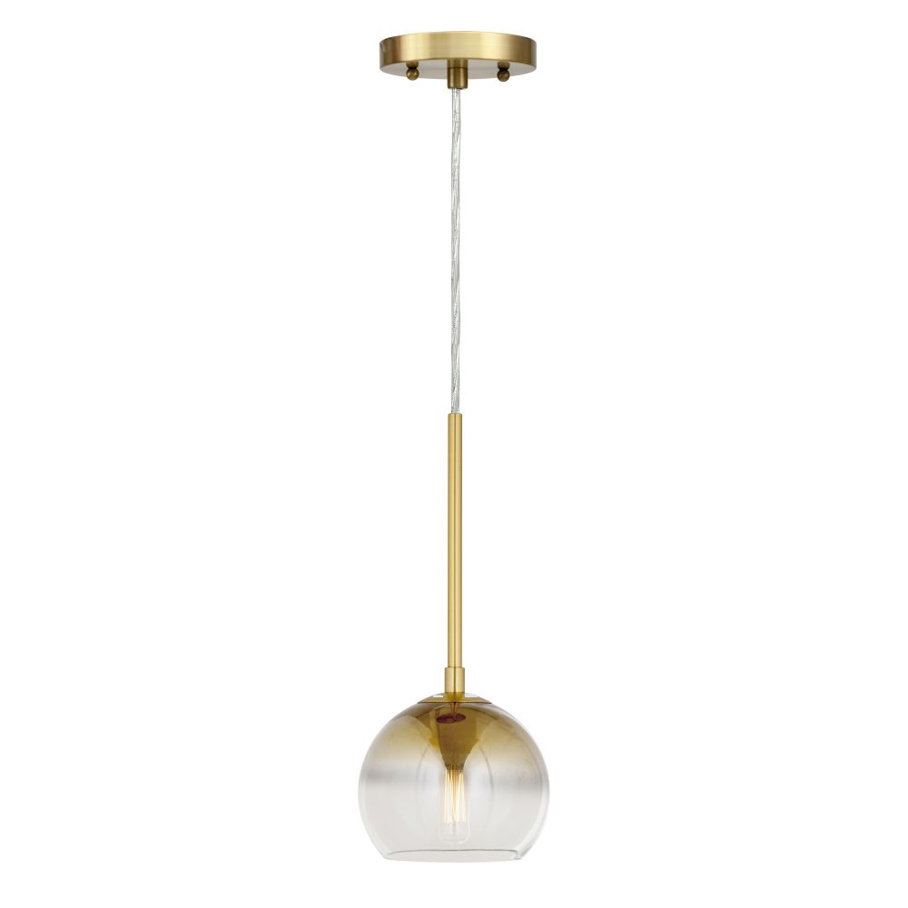 Forte Lighting 2751-01-12 1-Light Soft Gold Pendant with Soft Gold Ombre Globe Glass Shade