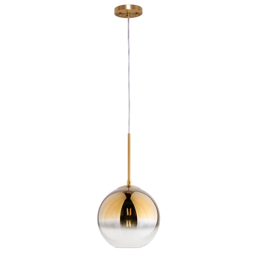 Forte Lighting 2757-01-12 1-Light Soft Gold Pendant with Soft Gold Ombre Globe Glass Shade